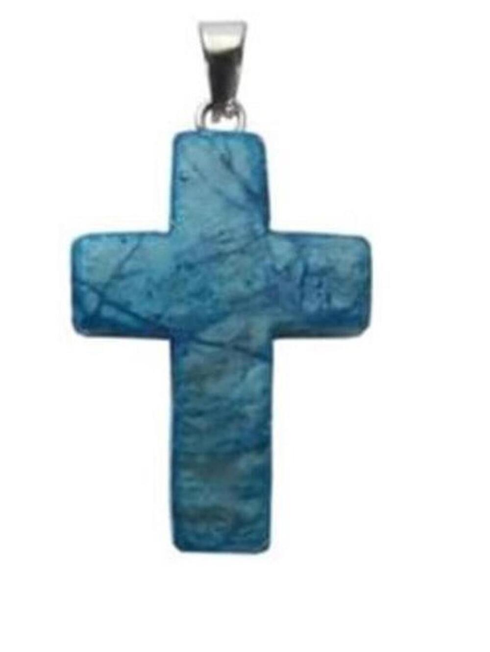 Cross Quartz Crystal Pendant Necklace Unisex Blue Black Festival Gift New